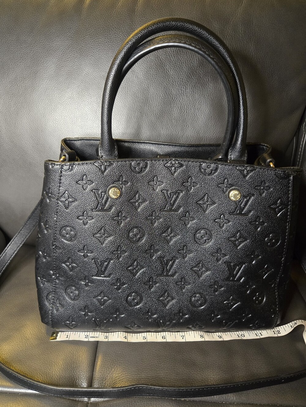 Monogram Black Embossed Faux Leather Tote